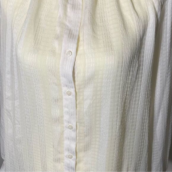 Banana Republic Sheer Vertical Striped Ivory Button Up Blouse Women's Size Large - Picture 12 of 13